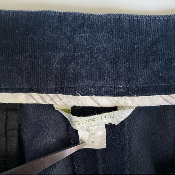 Garnet Hill Wide Leg Cropped Corduroy Pants Navy - Picture 7 of 12